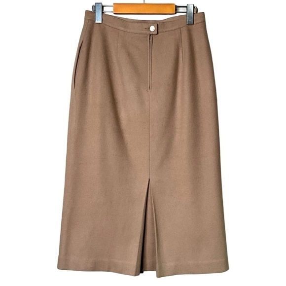 BERNARD COWAN Vintage 93% Virgin Wool, 7% Camel Hair Lined Camel Pencil Skirt 12 - Picture 4 of 11